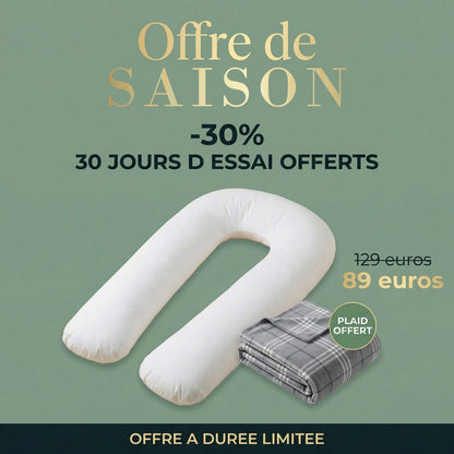 Offre de Saison Coussin OEKO Ergo XXL Blanc - 30 jours d'essai + Plaid OFFERT