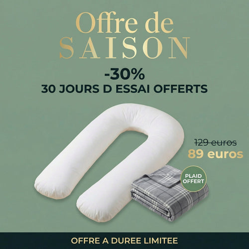 Offre de Saison Coussin OEKO Ergo XXL Blanc - 30 jours d'essai + Plaid OFFERT